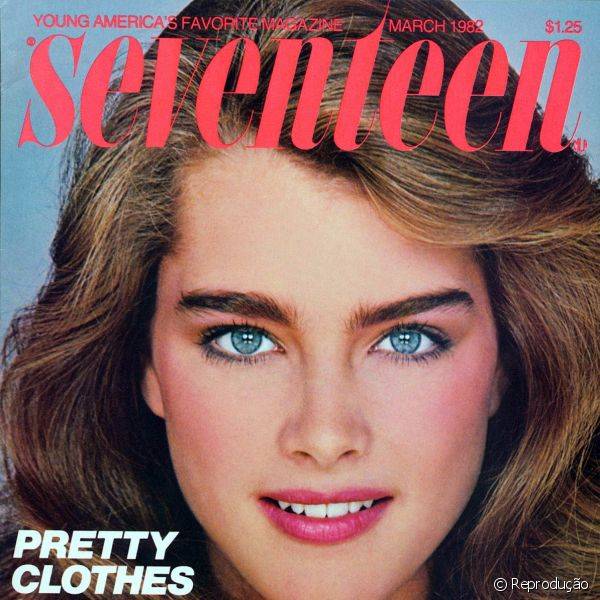 Nesta capa da Seventeen, a maquiagem usada por Brooke é natural, mas com blush e batom de um rosa mais vibrante